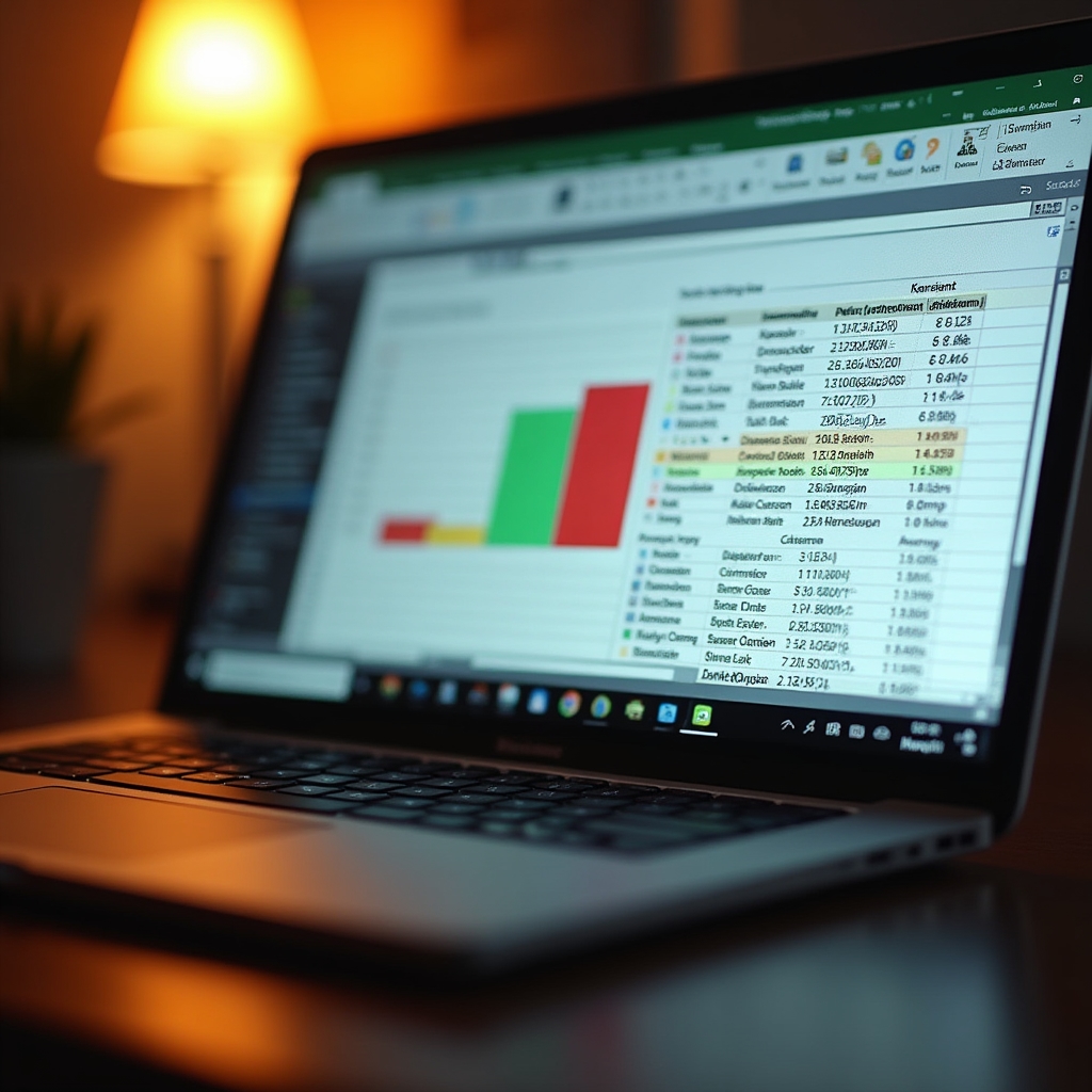 Zbliżenie na arkusz Excel z tabelą przestawną